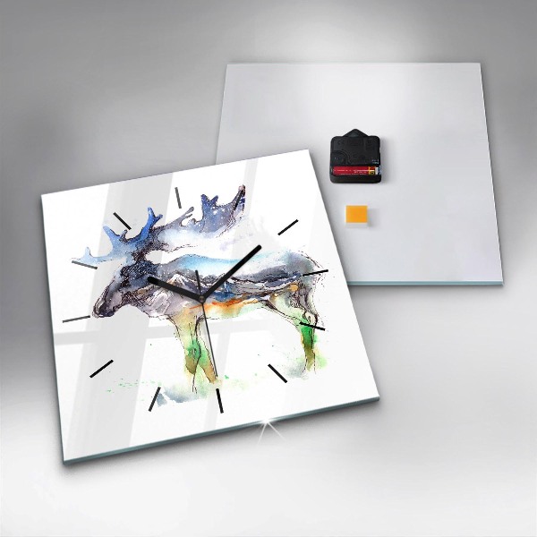 Orologio quadrato Paesaggio di alci e montagne