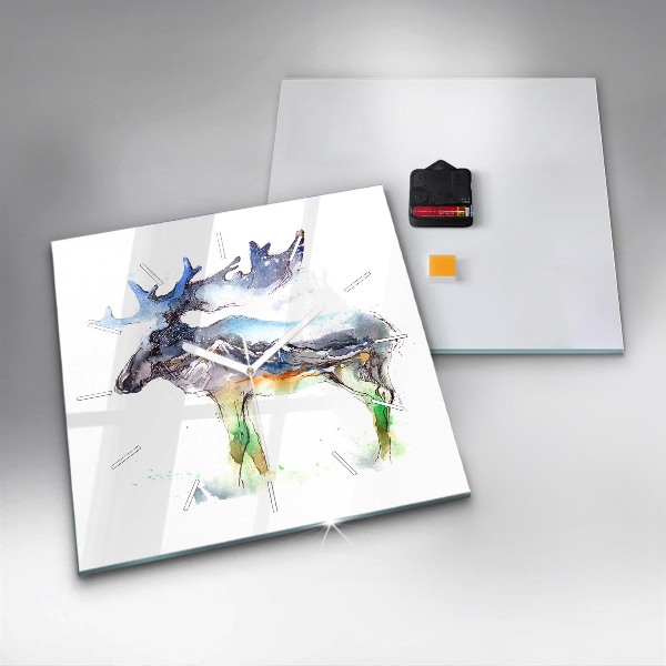 Orologio quadrato Paesaggio di alci e montagne