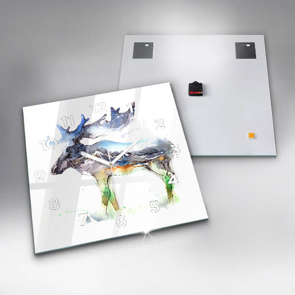 Orologio quadrato Paesaggio di alci e montagne