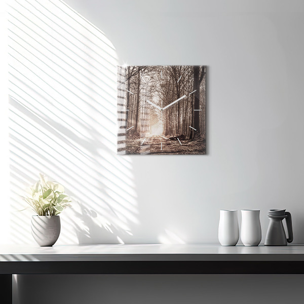 Orologio quadrato Sentiero forestale in seppia