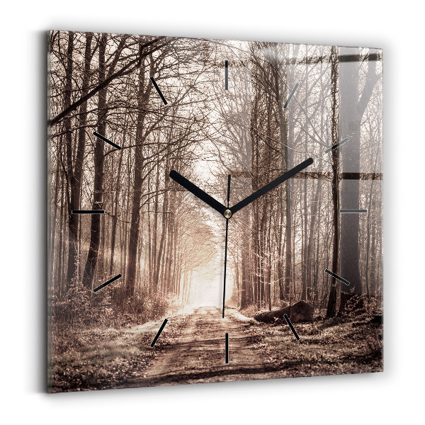 Orologio quadrato Sentiero forestale in seppia