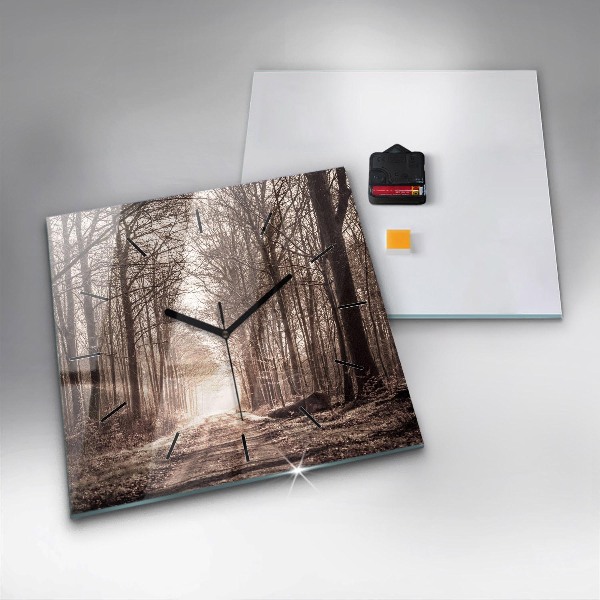 Orologio quadrato Sentiero forestale in seppia