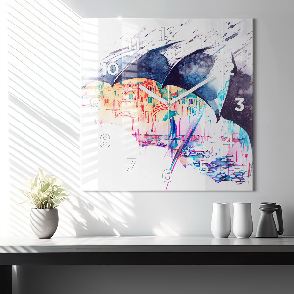 Orologio quadrato Ombrello antipioggia e città