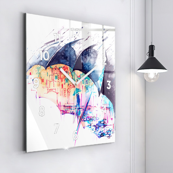 Orologio quadrato Ombrello antipioggia e città