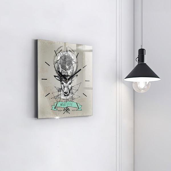 Orologio quadrato Testa di cervo