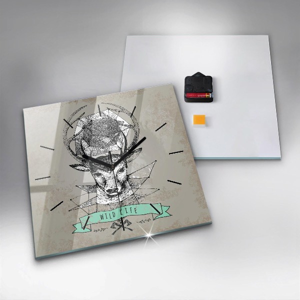 Orologio quadrato Testa di cervo