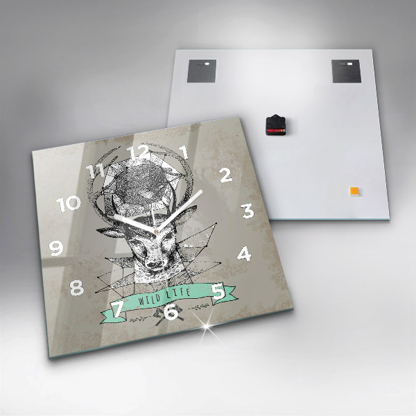 Orologio quadrato Testa di cervo