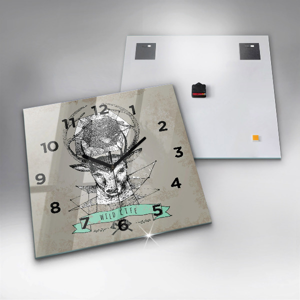 Orologio quadrato Testa di cervo