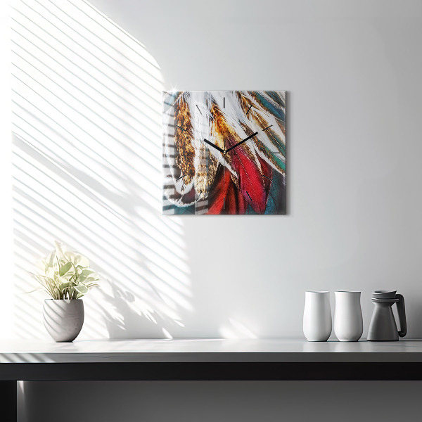 Orologio quadrato Piume di uccello marrone chiaro