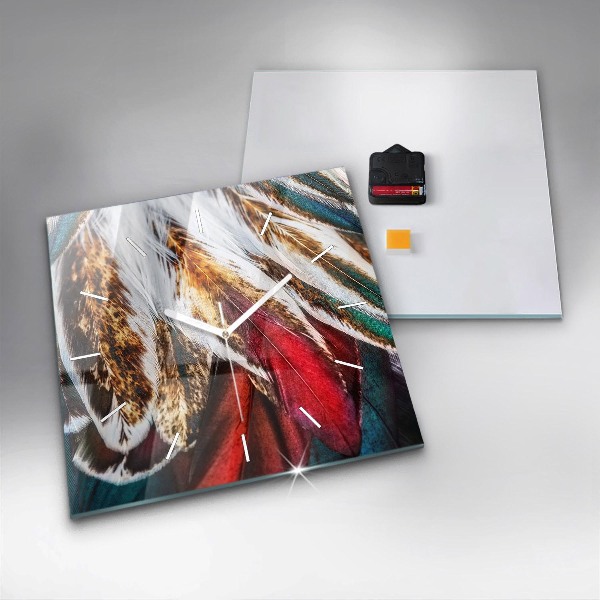 Orologio quadrato Piume di uccello marrone chiaro