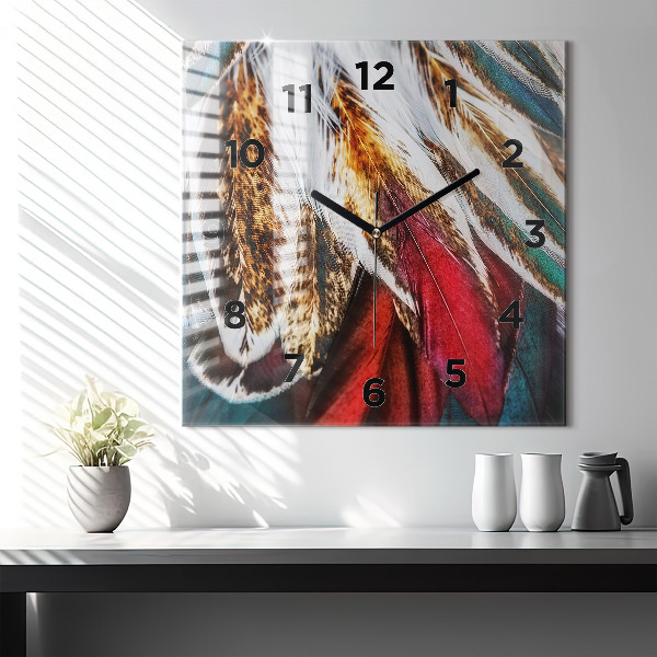 Orologio quadrato Piume di uccello marrone chiaro