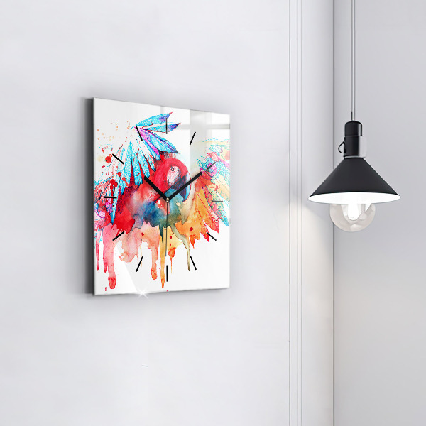 Orologio quadrato Pappagallo rosso colorato