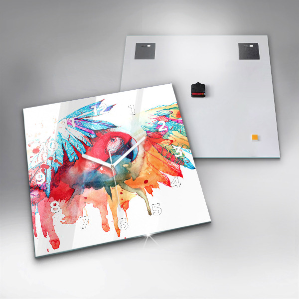 Orologio quadrato Pappagallo rosso colorato