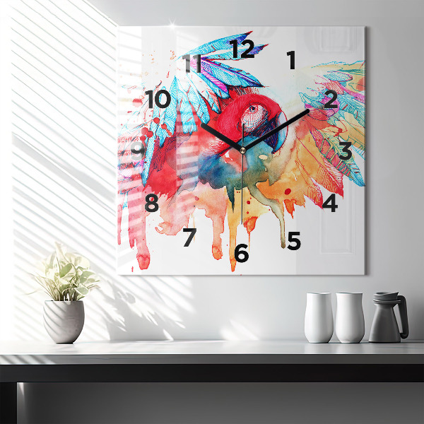 Orologio quadrato Pappagallo rosso colorato