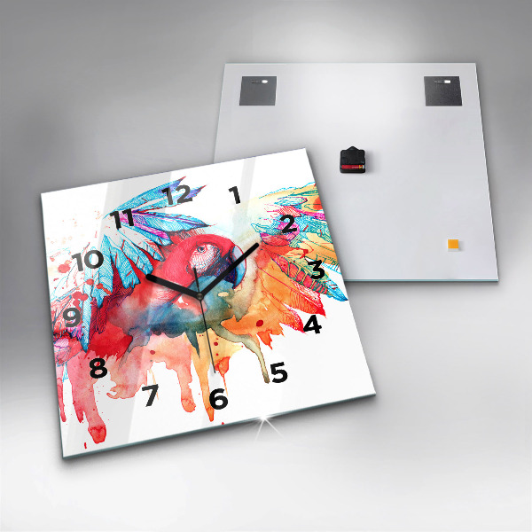 Orologio quadrato Pappagallo rosso colorato