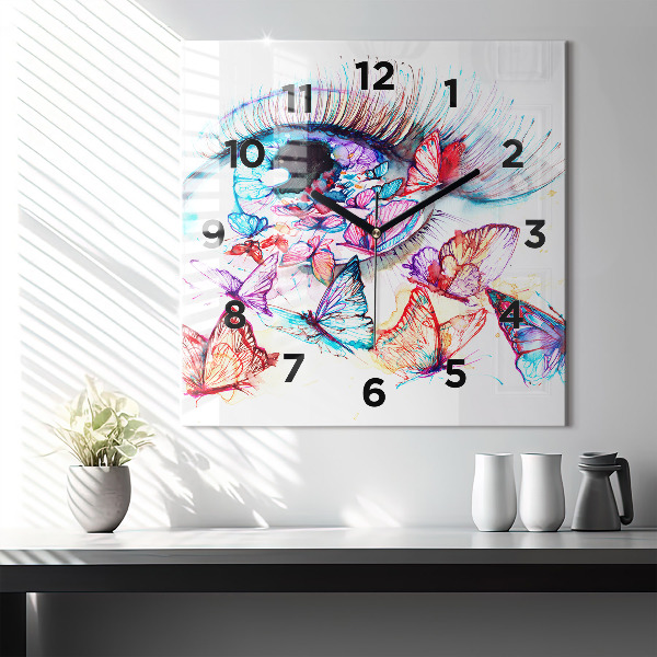 Orologio quadrato Occhio di farfalla colorato