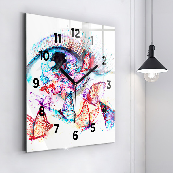 Orologio quadrato Occhio di farfalla colorato