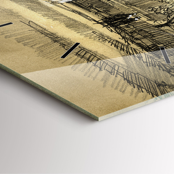 Orologio quadrato Parco e alberi in seppia