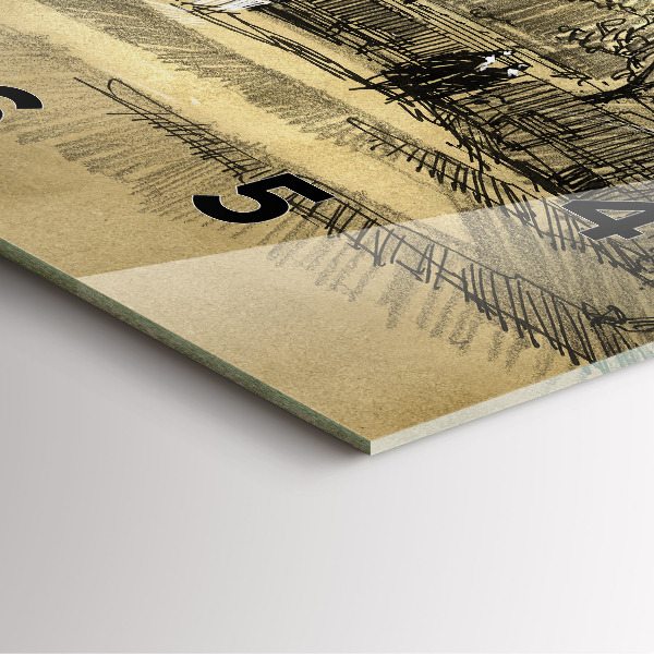 Orologio quadrato Parco e alberi in seppia