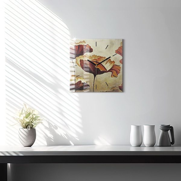 Orologio quadrato Papaveri dipinti