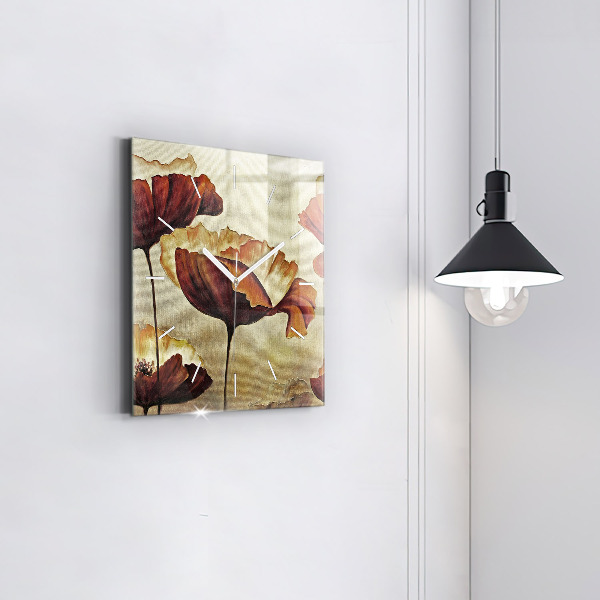 Orologio quadrato Papaveri dipinti