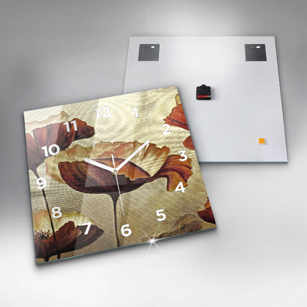 Orologio quadrato Papaveri dipinti