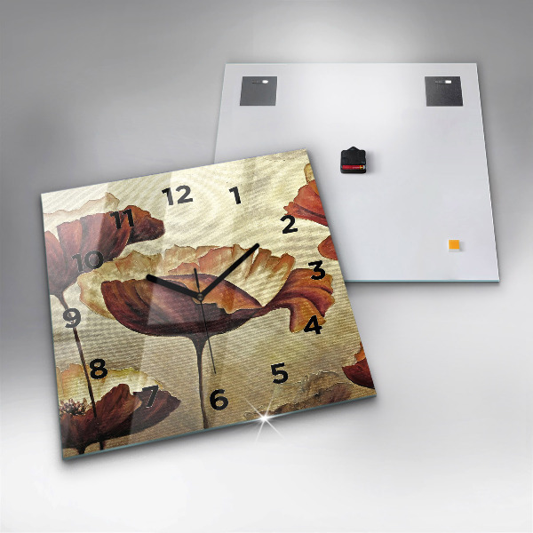 Orologio quadrato Papaveri dipinti