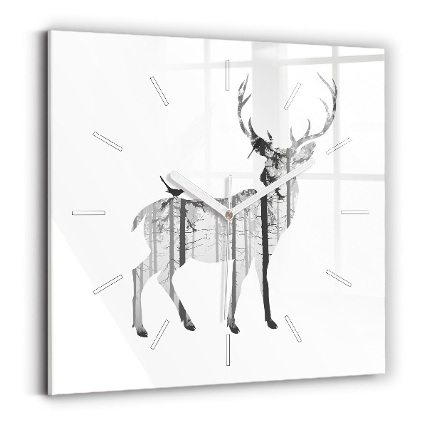 Orologio quadrato Silhouette di una foresta di cervi