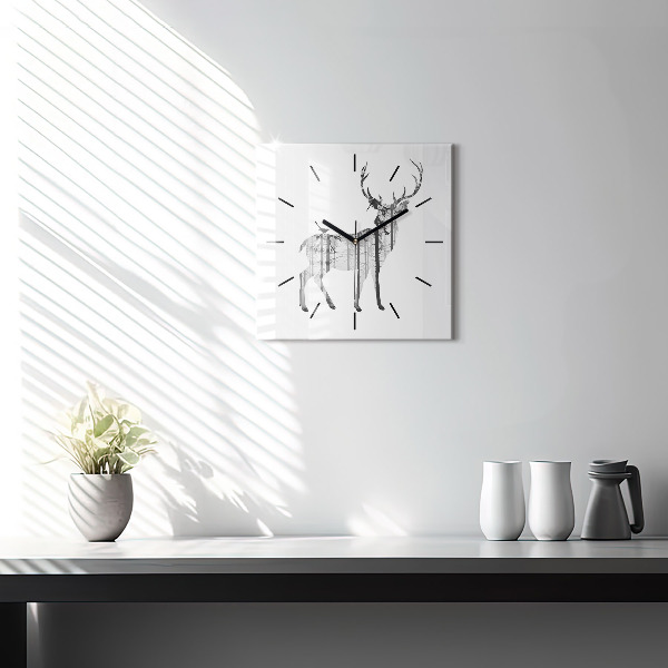 Orologio quadrato Silhouette di una foresta di cervi