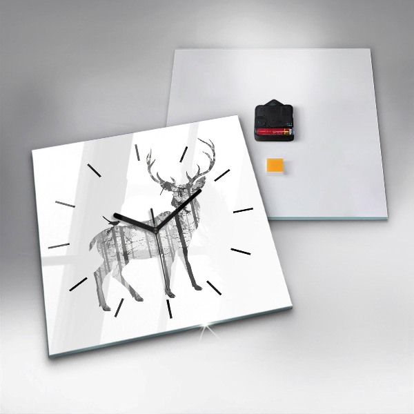 Orologio quadrato Silhouette di una foresta di cervi