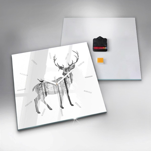 Orologio quadrato Silhouette di una foresta di cervi