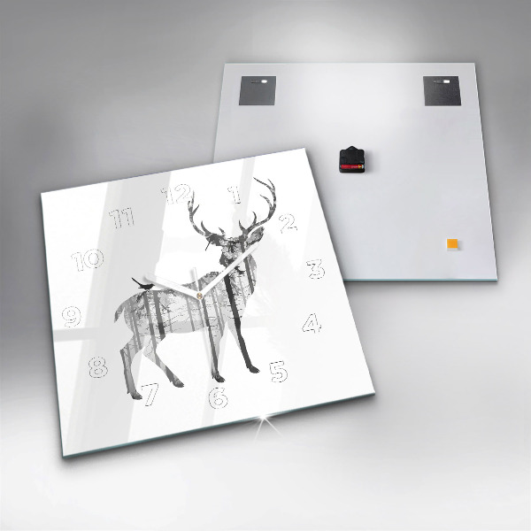 Orologio quadrato Silhouette di una foresta di cervi
