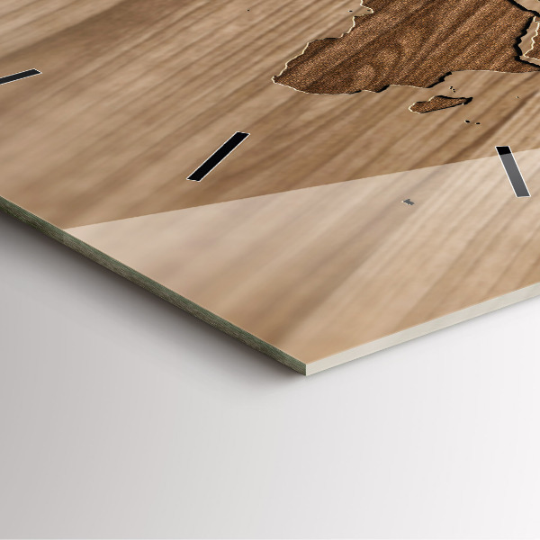 Orologio quadrato Mappa del mondo su legno