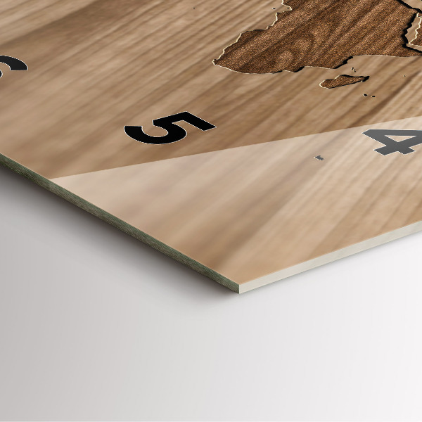 Orologio quadrato Mappa del mondo su legno