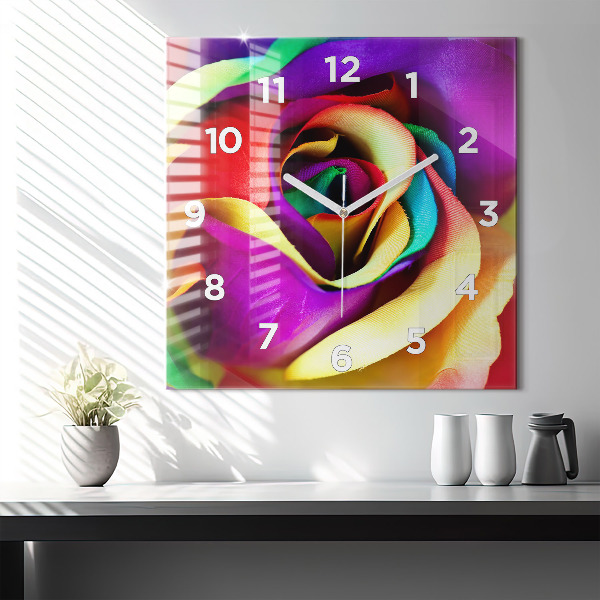Orologio quadrato Rosa arcobaleno