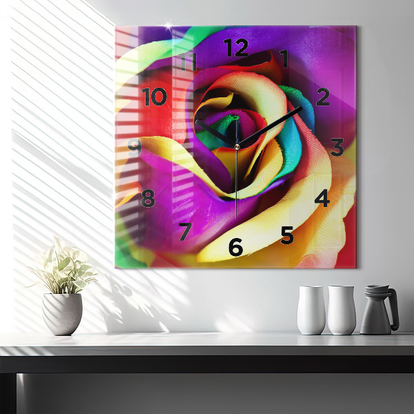 Orologio quadrato Rosa arcobaleno