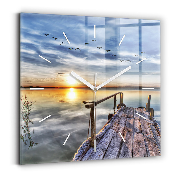 Orologio quadrato Tramonto sul lago