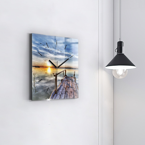 Orologio quadrato Tramonto sul lago