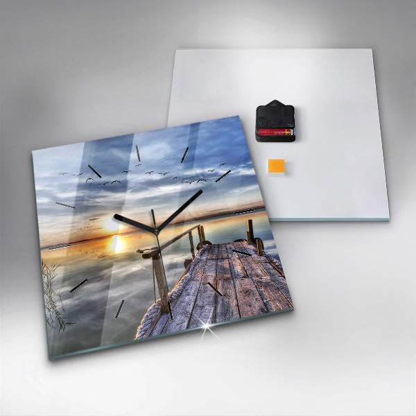 Orologio quadrato Tramonto sul lago