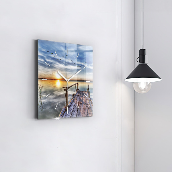 Orologio quadrato Tramonto sul lago