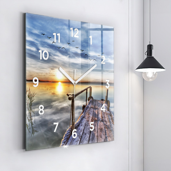 Orologio quadrato Tramonto sul lago