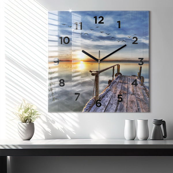 Orologio quadrato Tramonto sul lago