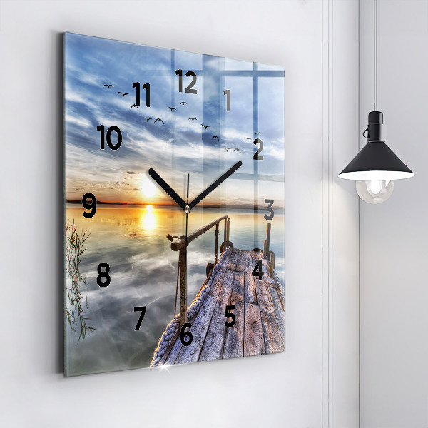 Orologio quadrato Tramonto sul lago