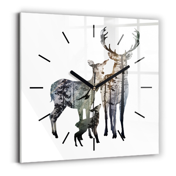 Orologio quadrato Famiglia di cervi