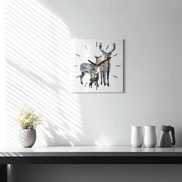 Orologio quadrato Famiglia di cervi