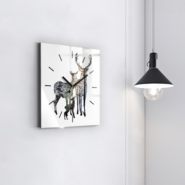Orologio quadrato Famiglia di cervi