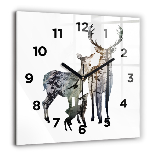Orologio quadrato Famiglia di cervi