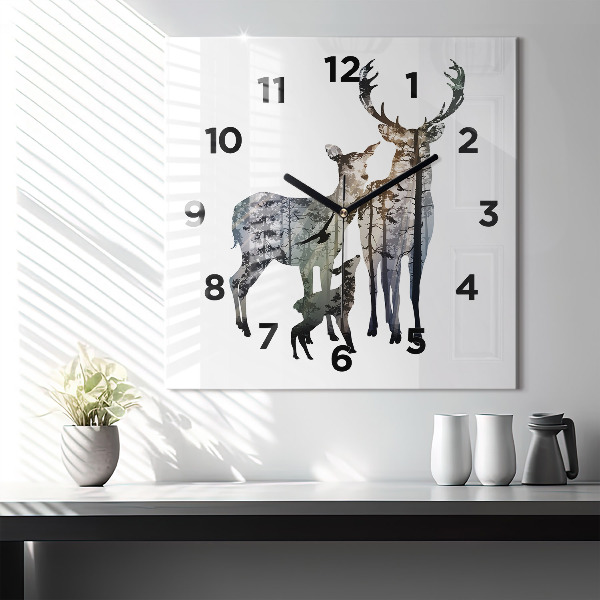Orologio quadrato Famiglia di cervi