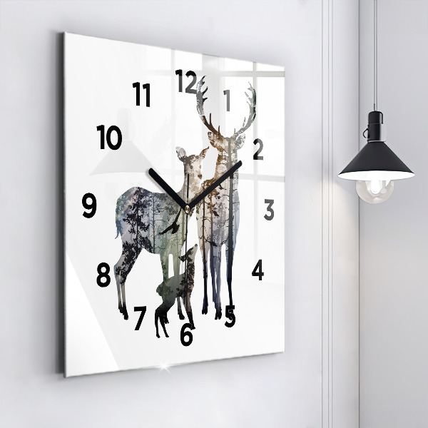 Orologio quadrato Famiglia di cervi