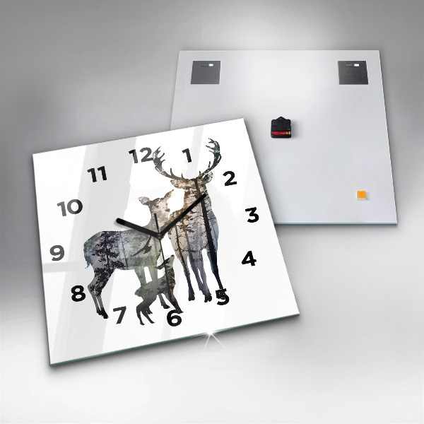 Orologio quadrato Famiglia di cervi